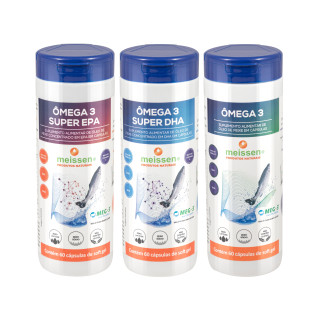 Combo Ômega:  Ômega 3 MEG-3  Super EPA 60 Cápsulas + Ômega 3 MEG-3 Super DHA 60 Cápsulas + Ômega 3 MEG-3 60 Cápsulas