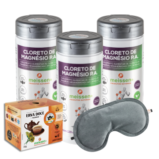 Cloreto de Magnésio P.A 120 cápsulas | Kit com 03 UN + 1 (Chá de Erva Doce - Venc 08/2026)